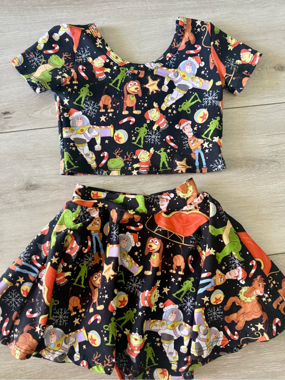 Wild Rich Kids Toy Story Holiday Matching Set - Crop Top & Skirt attached Leo